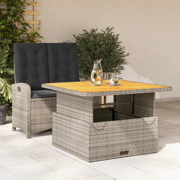 vidaXL 2-tlg. Garten-Essgruppe mit Kissen Grau Poly Rattan