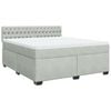 vidaXL Boxspringbett mit Matratze Hellgrau 180x200 cm Samt
