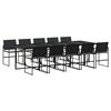 vidaXL 11-tlg. Garten-Essgruppe mit Kissen Schwarz Poly Rattan
