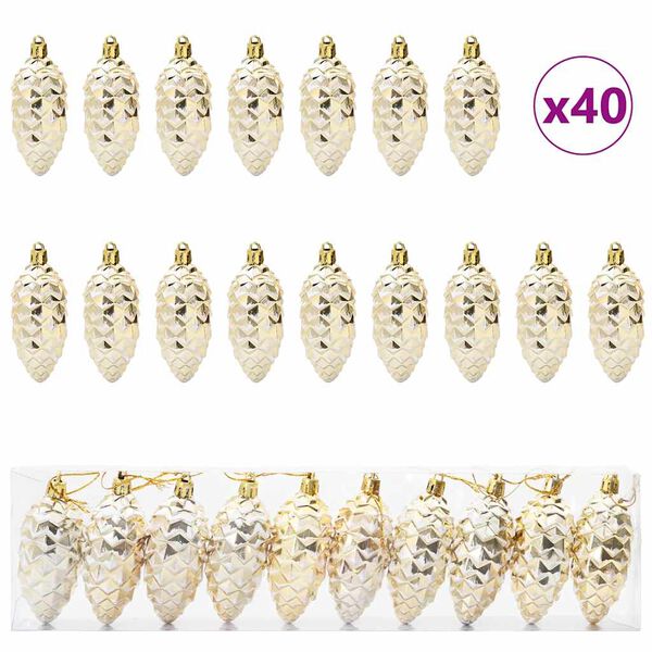 vidaXL Weihnachts-Tannenzapfen Ball 40 pcs Gold Kunststoff