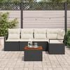 vidaXL Gartensofa-set mit Kissen 6 pcs Schwarz Poly-Rattan