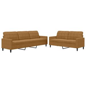 vidaXL 2-tlg. Sofagarnitur mit Kissen Braun Samt