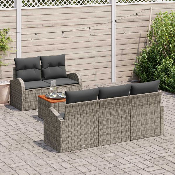 vidaXL Gartensofa-set mit Speicher 6 pcs Grau Poly-Rattan