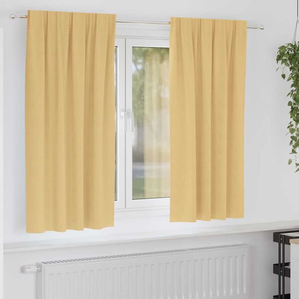 vidaXL Verdunkelungs-Vorh&auml;nge mit Ringen 2 pcs Beige 175 x 140 cm