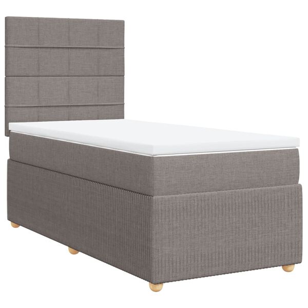 vidaXL Boxspringbett mit Matratze Taupe 90x190 cm Stoff