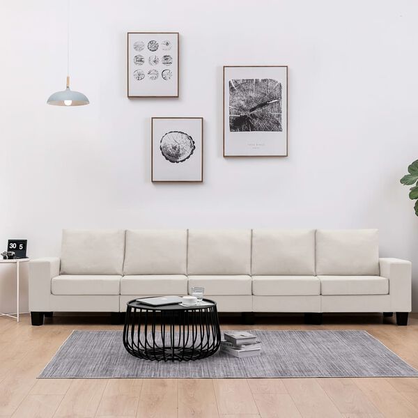 vidaXL 5-Sitzer-Sofa Creme Stoff