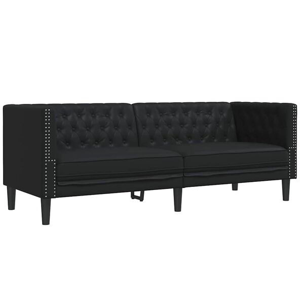 vidaXL Wohnzimmer Couch 2 pcs Schwarz 194 x 74,5 x 70,5 cm Kunstleder