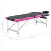vidaXL Massageliege Klappbar 3-Zonen Aluminiumgestell Schwarz und Rosa