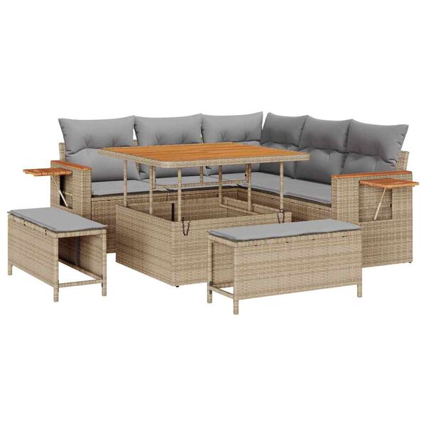 vidaXL Garten-Sofa-Set mit Kissen 8 pcs Beige und Hellgrau