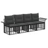 vidaXL Outdoor-Sofagarnitur 4 pcs Schwarz und Dunkelgrau Polyester