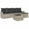 vidaXL Garten-Sofa-Set mit Kissen mit Speicher 6 pcs Grau Poly Rattan