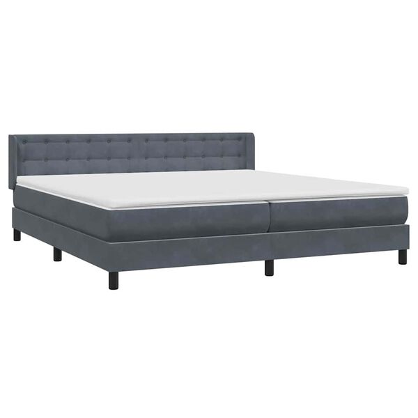 vidaXL Boxspringbett mit Matratze Dunkelgrau 200x210 cm Samt