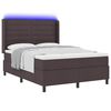 vidaXL LED Boxspringbett mit Matratze Dunkelbraun 140 x 190 cm Stoff