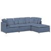 vidaXL Modulares Sofa mit Fu&szlig;hocker Kissen Cordstoff Blau