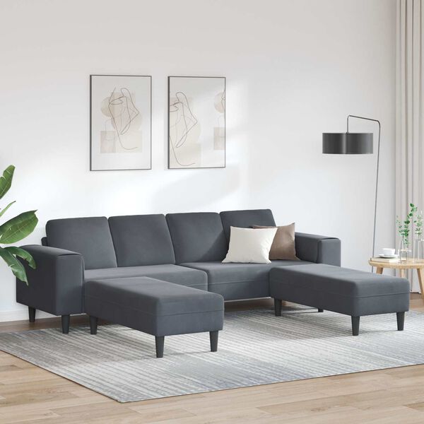 vidaXL Sofa Set Dunkelgrau Samt