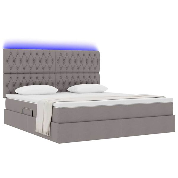 vidaXL Bett mit Stauraum und LED mit LED Taupe 160 x 200 cm Polyester