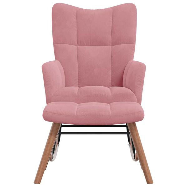 vidaXL Schaukelstuhl mit Hocker Samt Rosa