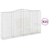 vidaXL Gabionen mit Hochbogen 15Stk. 400x50x220/240cm Verzinktes Eisen