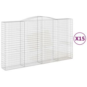 vidaXL Gabionen mit Hochbogen 15Stk. 400x50x220/240cm Verzinktes Eisen