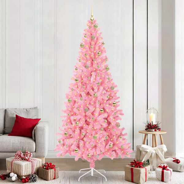 vidaXL Weihnachtsbaum mit 300 LEDs mit St&auml;nder Rosa 240 cm PVC