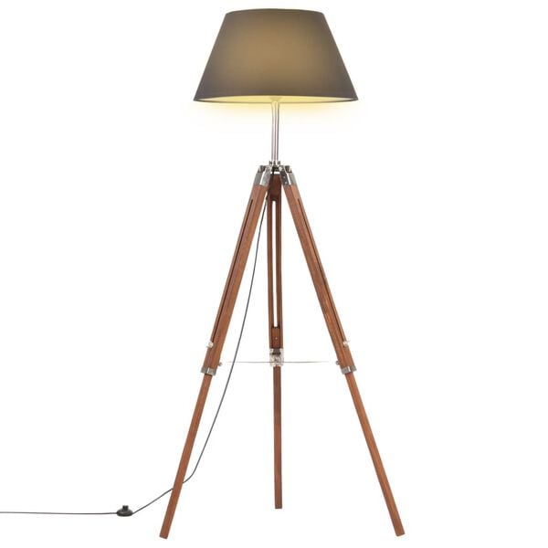 vidaXL Stativlampe Honigbraun und Schwarz Teak Massivholz 141 cm