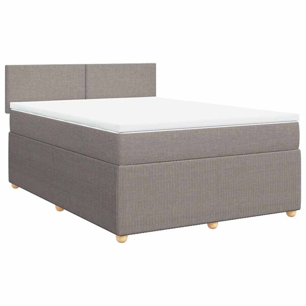 vidaXL Boxspringbett mit Matratze Taupe 160x200 cm Stoff