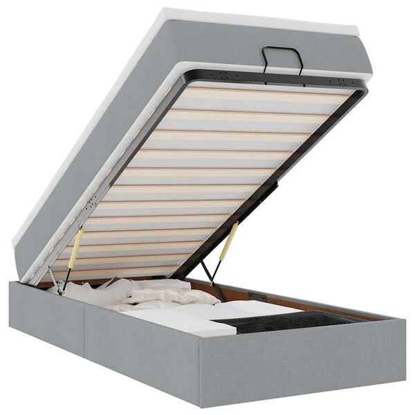 vidaXL Ottoman-Bett mit Matratze Hellgrau 100x200 cm Stoff