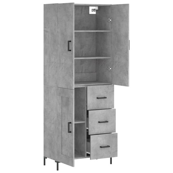 vidaXL Highboard Betongrau 69,5x34x180 cm Holzwerkstoff