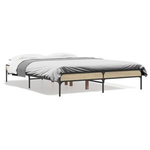 vidaXL Bettgestell Sonoma-Eiche 120x200 cm Holzwerkstoff und Metall
