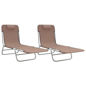 vidaXL Sonnenliegen Klappbar 2 Stk. Braun Textilene und Stahl