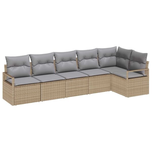 vidaXL Sofa Set 6 pcs Beige Poly-Rattan
