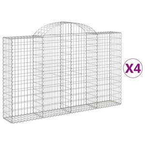 vidaXL Gabionen mit Hochbogen 4 Stk. 200x30x120/140cm Verzinktes Eisen