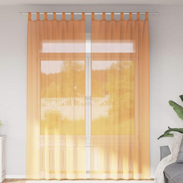 vidaXL Voile Vorh&auml;nge mit Schlaufen 2 Stk. Orange 140x260 cm