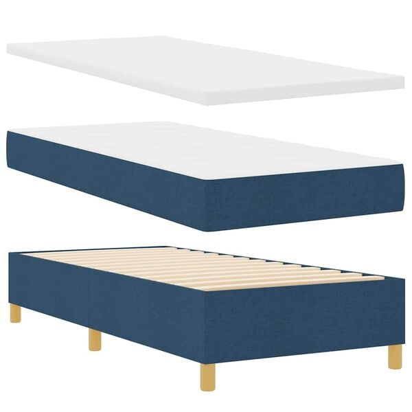 vidaXL Boxspringbett mit Matratze mit Kopfteil Blau 90 x 200 cm Stoff