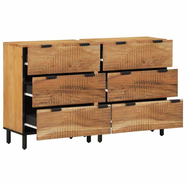 vidaXL Sideboard Set 2 pcs Natur 60 x 33,5 x 75 cm Massivholz Akazie
