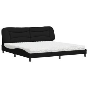 vidaXL Bett mit Matratze "Hvar" Schwarz 200x200 cm Stoff