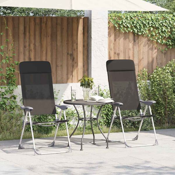 vidaXL Klappbare Campingst&uuml;hle 2 Stk. Aluminium Schwarz