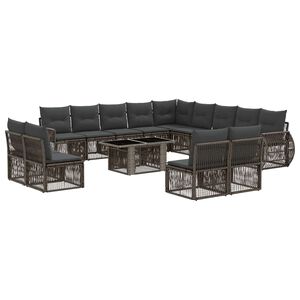 vidaXL Gartensofa-set 14 stk. Grau und Dunkelgrau Poly-Rattan