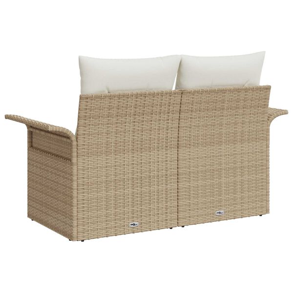 vidaXL Gartensofa mit Kissen Beige 141 x 62 x 69cm Poly-Rattan