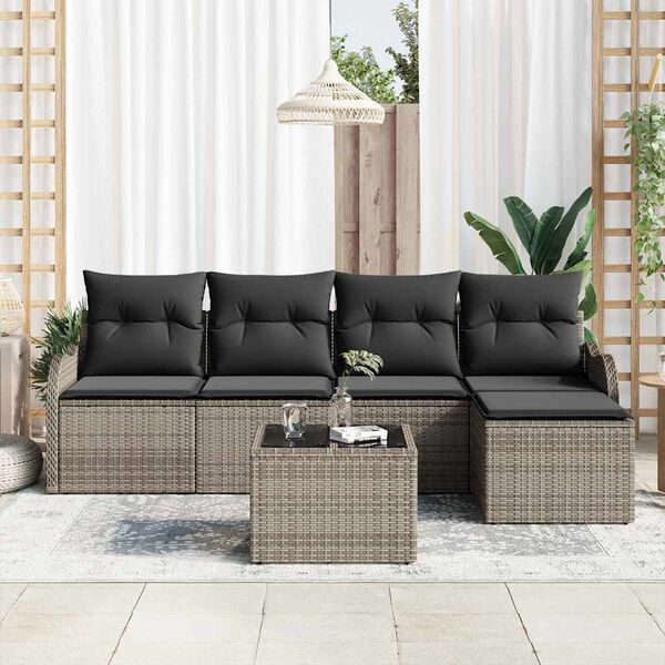 vidaXL Gartensofa-set 6 pcs Grau Poly-Rattan