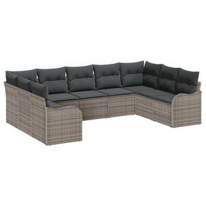 vidaXL Gartensofa-set mit Speicher 9 pcs Grau Poly-Rattan