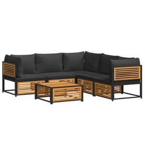 vidaXL 6-tlg. Garten-Sofagarnitur mit Kissen Massivholz Akazie