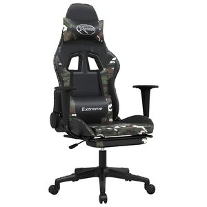 vidaXL Gamingstuhl mit Massage Fu&szlig;st&uuml;tze Schwarz Tarnfarben Kunstleder