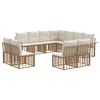 vidaXL Outdoor-Sofagarnitur 11 pcs Nat&uuml;rlich und Cremwei&szlig; Polyester