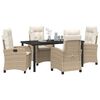 vidaXL Garten Essgruppe mit Kissen 5 pcs Beige Poly-Rattan