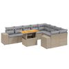 vidaXL 10-tlg. Garten-Sofagarnitur mit Kissen Beige Poly Rattan