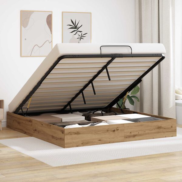 vidaXL Ottoman Bettgestell Kunsthandwerk Eiche 193 x 120 x 25 cm