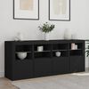 vidaXL Sideboard mit LED-Leuchten Schwarz 163x37x67 cm