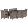 vidaXL Garten Essgruppe 9 stk. Grau Poly-Rattan