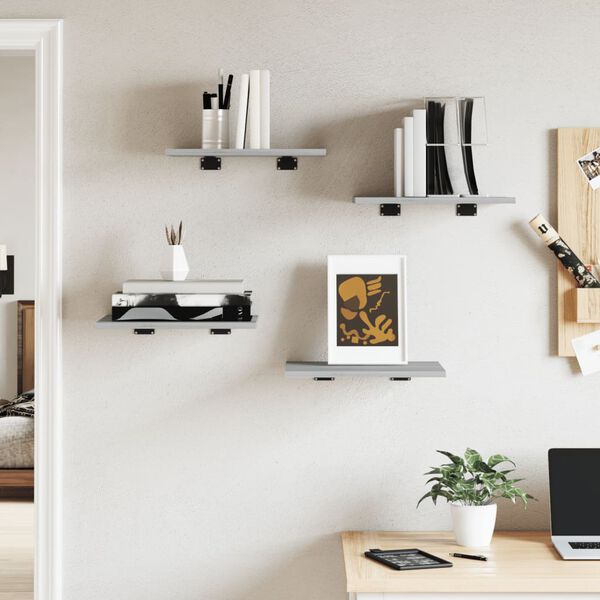 vidaXL Wandregale 4 Stk. Grau Sonoma 40x30x1,5 cm Holzwerkstoff